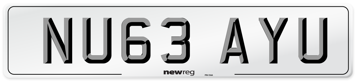 NU63 AYU Number Plate from New Reg